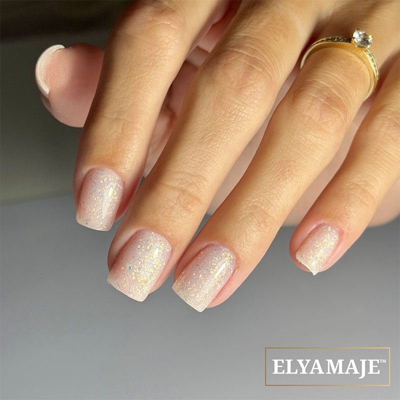 Elyamaje Easy Base Glitter Milky White base pailletée nude