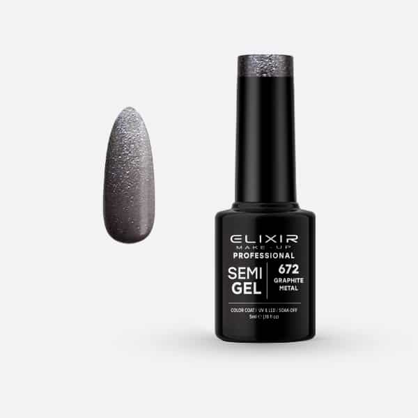 Élixir Semi Gel #672 vernis semi-permanent Graphite Metal 5ml métallique