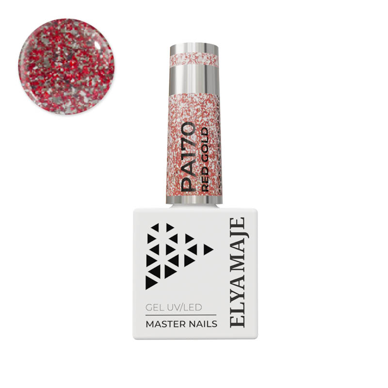 Elyamaje N°170 Red Gold vernis semi-permanent pailleté
