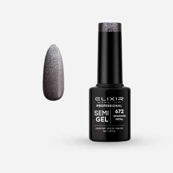 Élixir Semi Gel #672 vernis semi-permanent Graphite Metal 5ml métallique