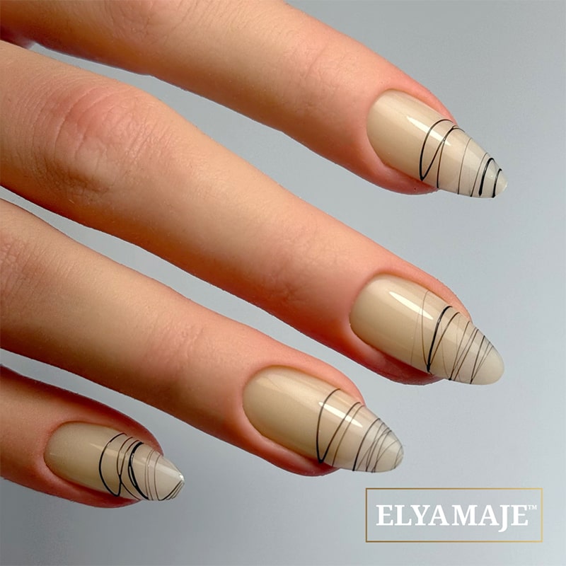 Elyamaje Spider Gel 01 Dark Black gel nail art noir lignes fines