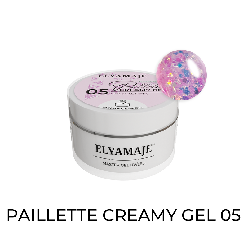 Elyamaje Paillette Creamy Gel construction Crystal Pink n°05 pailleté
