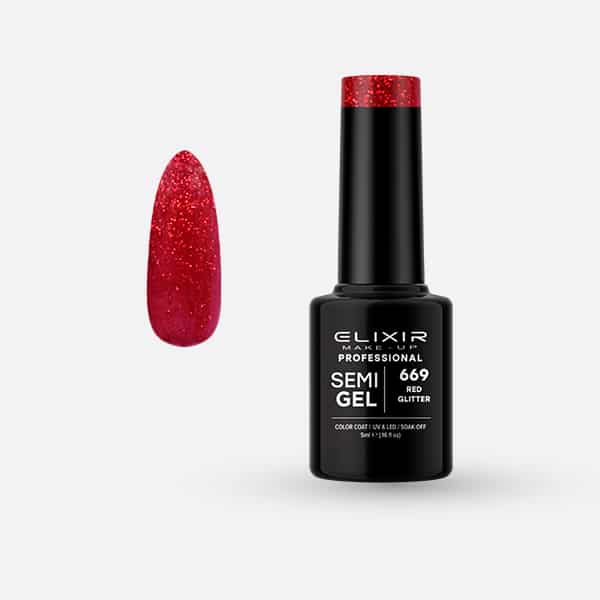 Élixir Semi Gel #669 Red Glitter vernis semi-permanent 5ml rouge