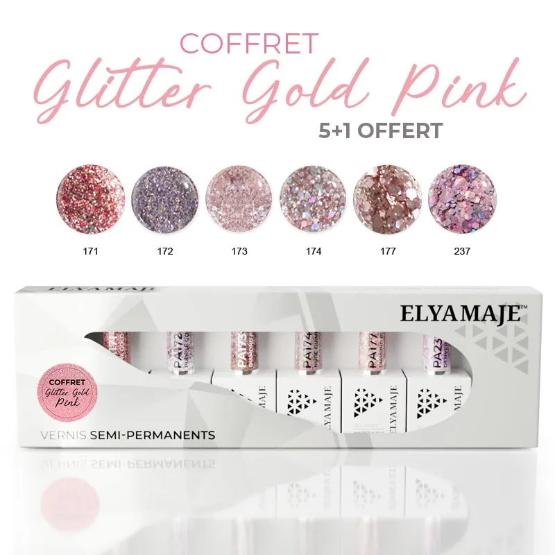 Elyamaje Coffret Glitter Gold Pink Vernis Édition Limitée