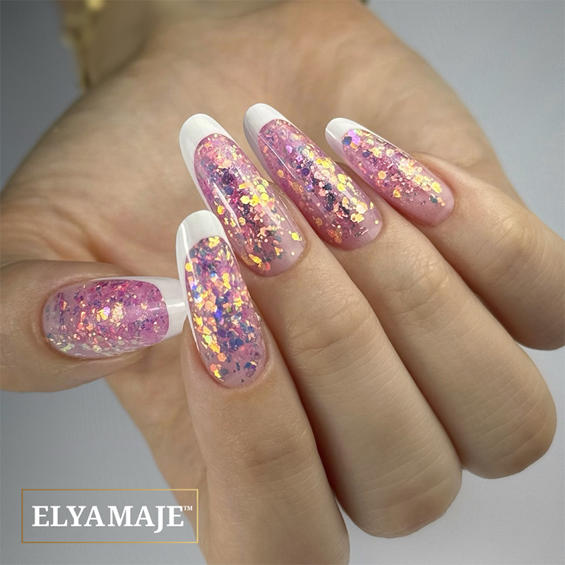 Elyamaje Paillette Creamy Gel construction Crystal Pink n°05 pailleté