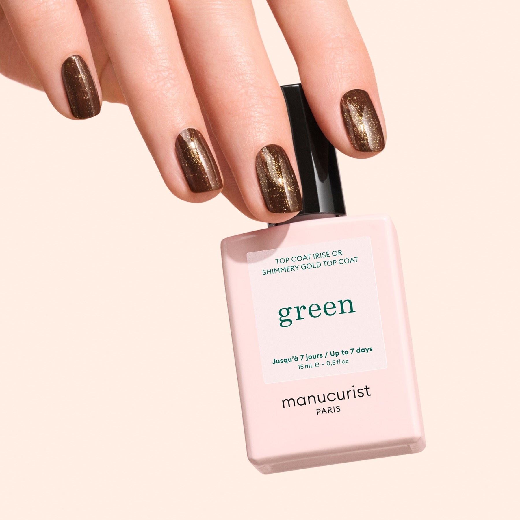 Manucurist Green Top Coat Pailleté Or effet gel